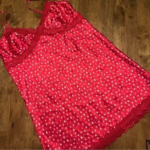 Jaclyn Smith Lace Slip Dress Red Hearts Women's XL
